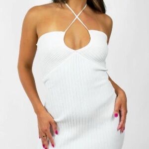 Blue blush white halter dress